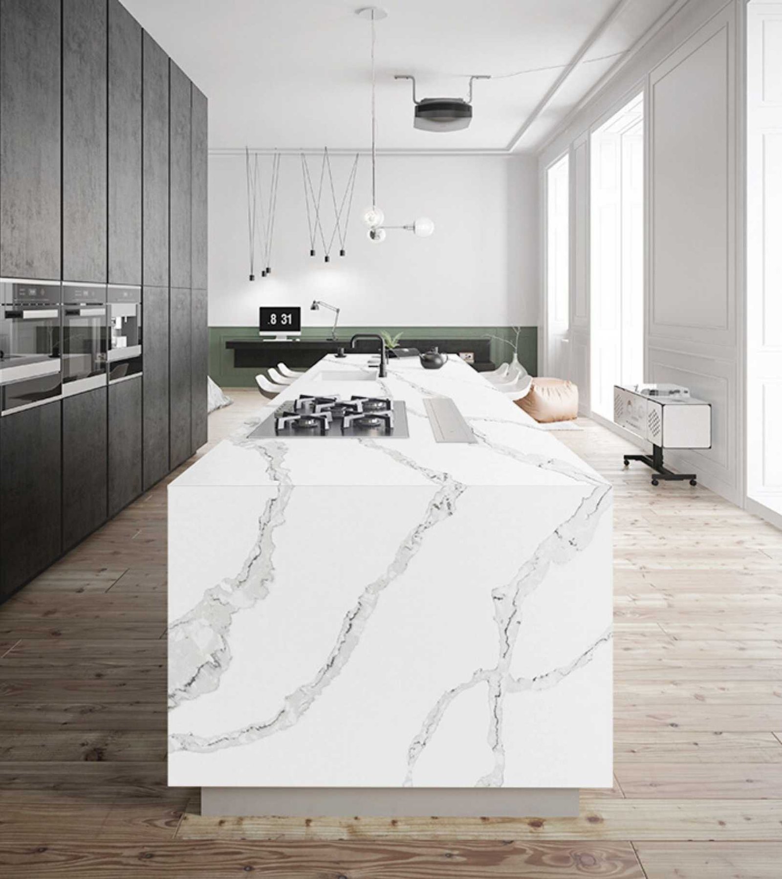 Calacatta Italia quartz kitchen countertop